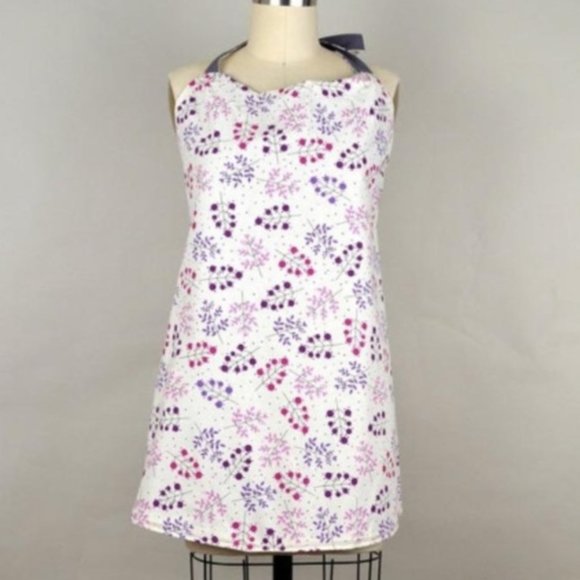 Handmade Reversible Tie Apron with Modern Abstract Leaf Plant Pattern - Picture 1 of 5